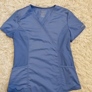 Cherokee Maternity Ceil blue scrub top